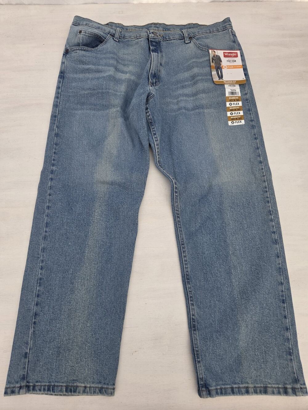 Wrangler Jeans Men 40x30 Blue Flex For Comfort Relaxed Fit Stretch Whiskers
